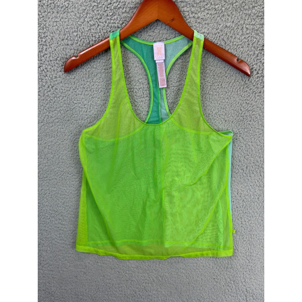 Savage X Fenty Cropped T-Shirt Womens S Yellow Mesh Layered Streetwear Casual - Picture 13 of 15